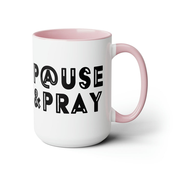 Accent Ceramic Coffee Mug 15oz - Pause and Pray Black Illustration - Decorative