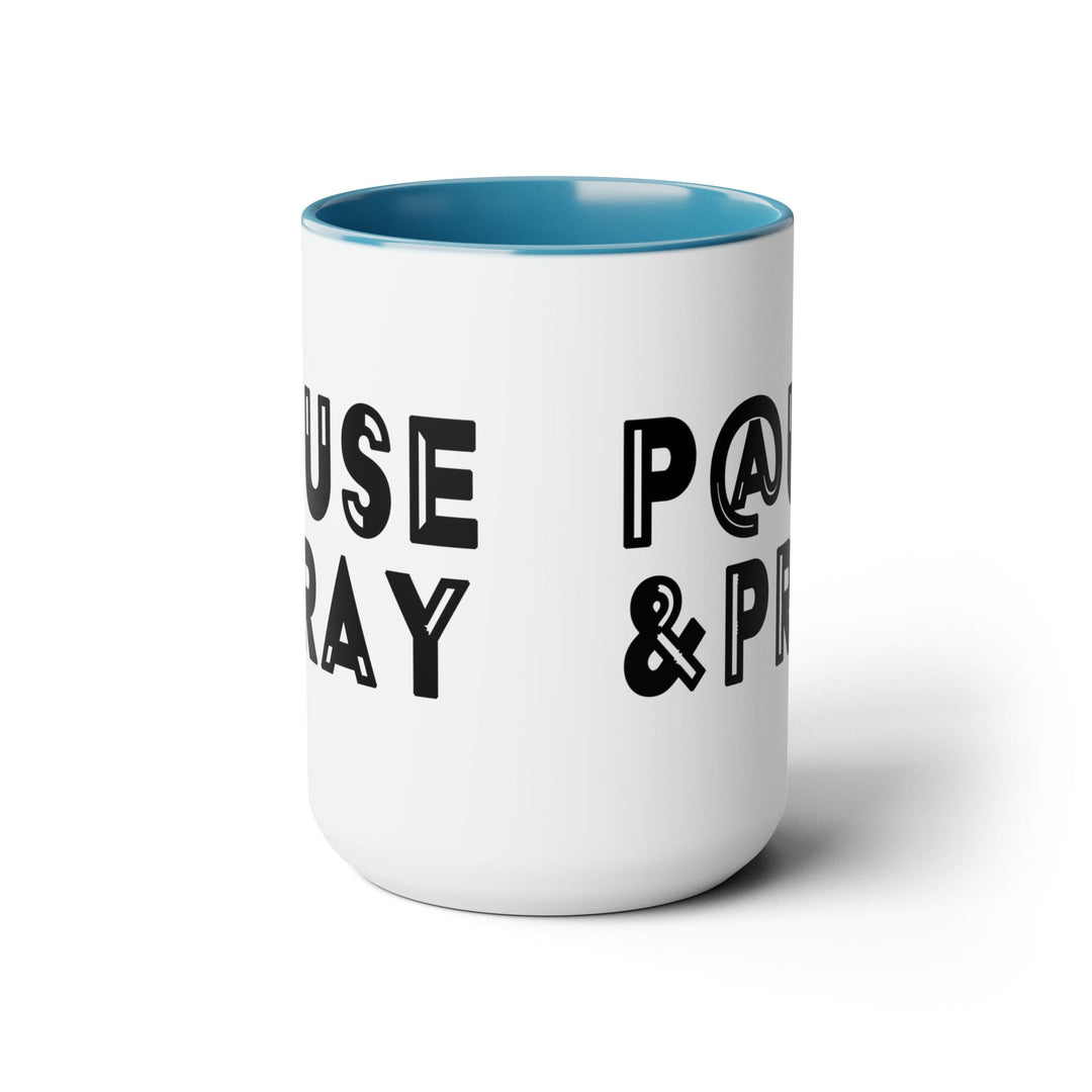 Accent Ceramic Coffee Mug 15oz - Pause and Pray Black Illustration - Decorative