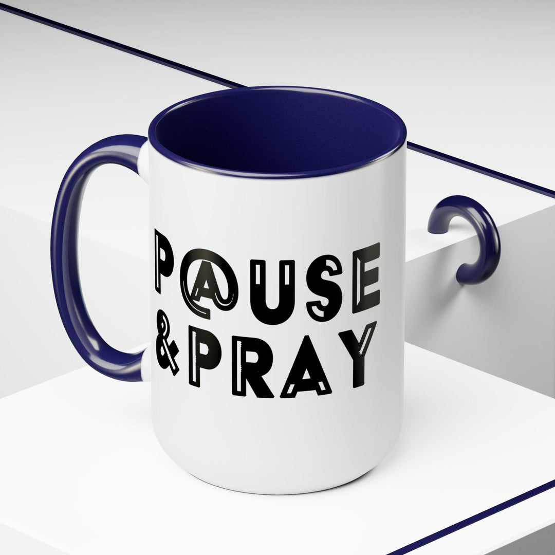 Accent Ceramic Coffee Mug 15oz - Pause and Pray Black Illustration - Decorative