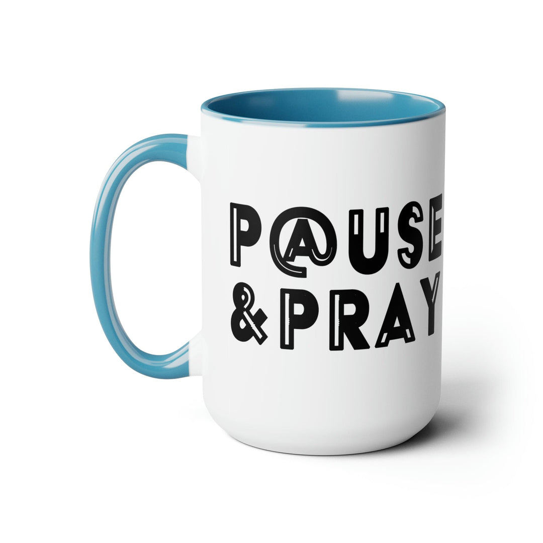 Accent Ceramic Coffee Mug 15oz - Pause and Pray Black Illustration - Decorative