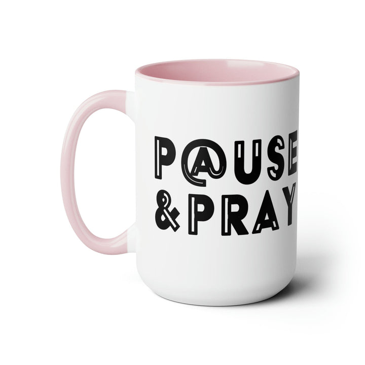 Accent Ceramic Coffee Mug 15oz - Pause and Pray Black Illustration - Decorative