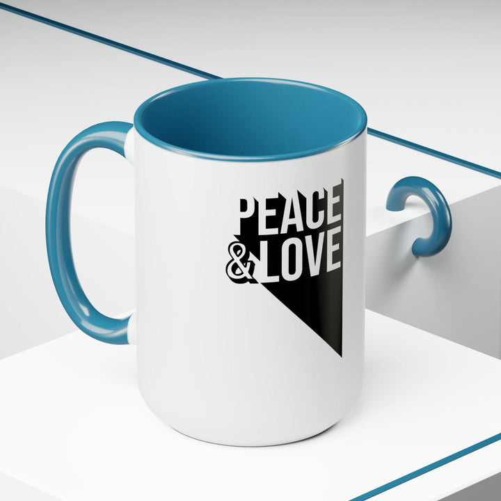 Accent Ceramic Coffee Mug 15oz - Peace and Love Duo Illustration - Decorative