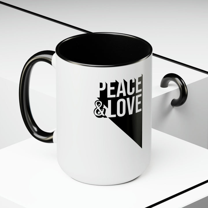 Accent Ceramic Coffee Mug 15oz - Peace and Love Duo Illustration - Decorative