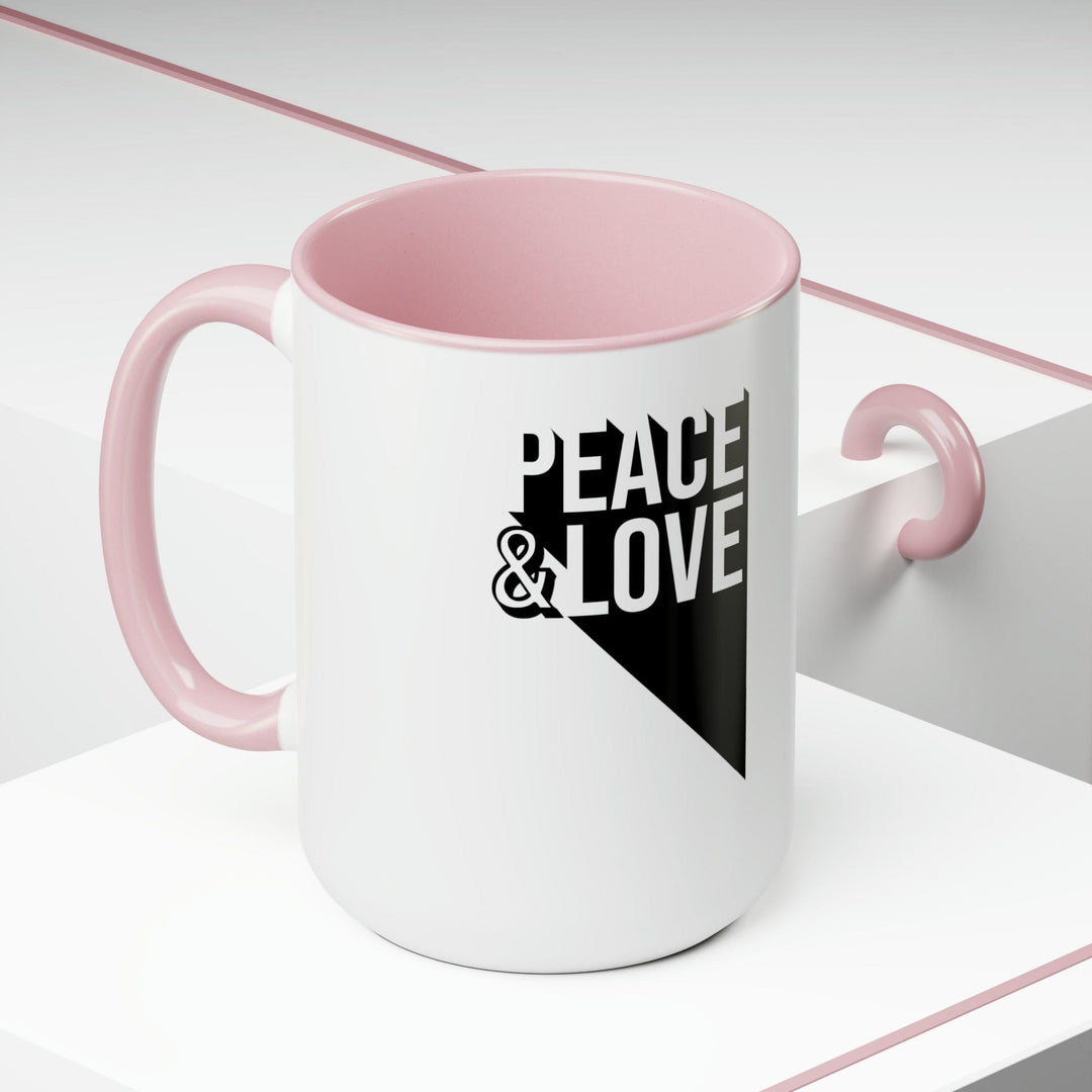 Accent Ceramic Coffee Mug 15oz - Peace and Love Duo Illustration - Decorative