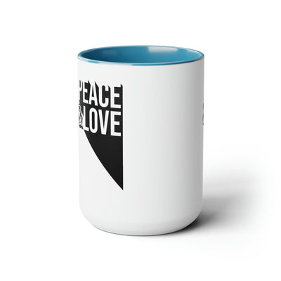 Accent Ceramic Coffee Mug 15oz - Peace And Love Duo Illustration - Decorative |
