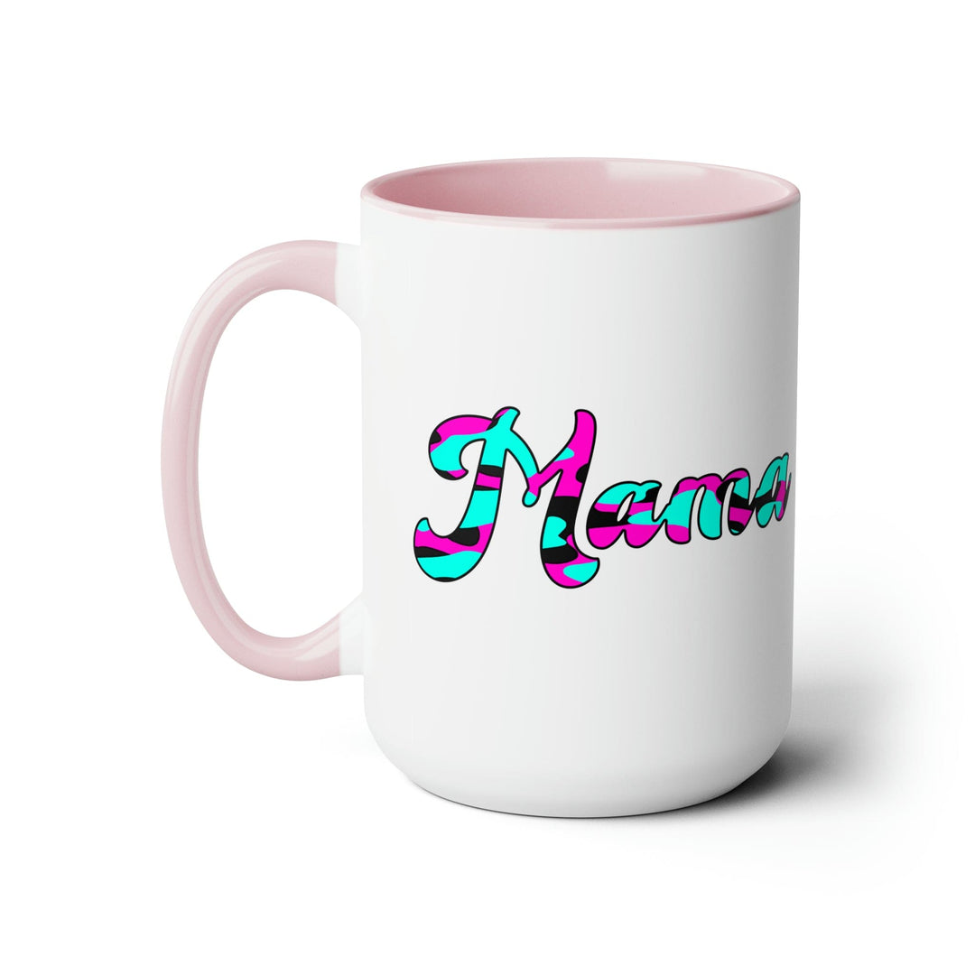 Accent Ceramic Coffee Mug 15oz - Pink White Blue Abstract Mama Pattern