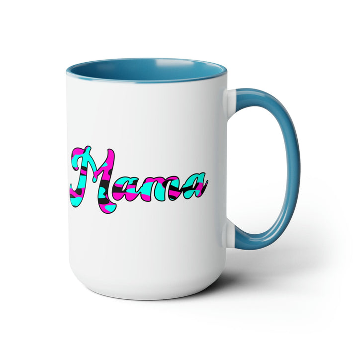 Accent Ceramic Coffee Mug 15oz - Pink White Blue Abstract Mama Pattern