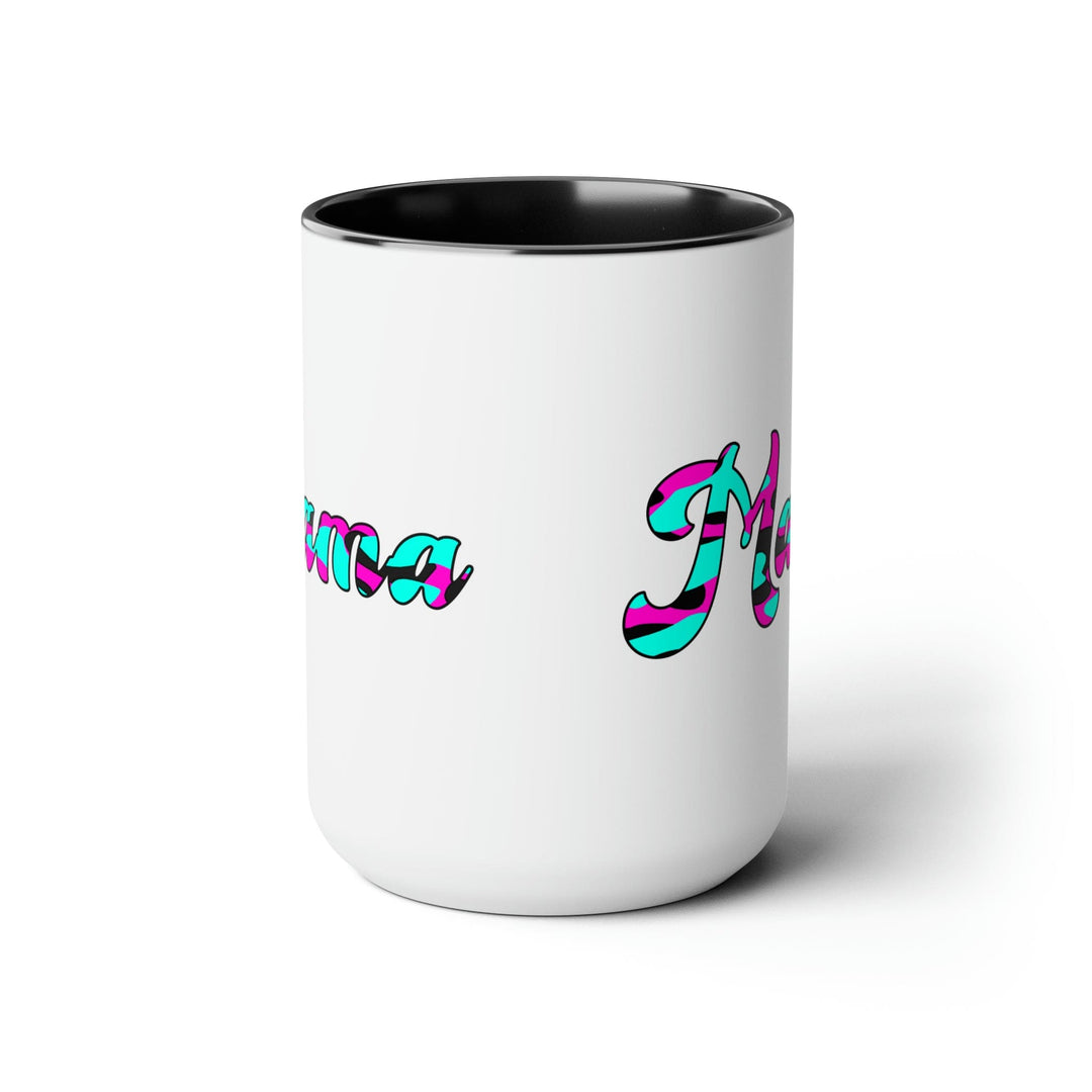 Accent Ceramic Coffee Mug 15oz - Pink White Blue Abstract Mama Pattern