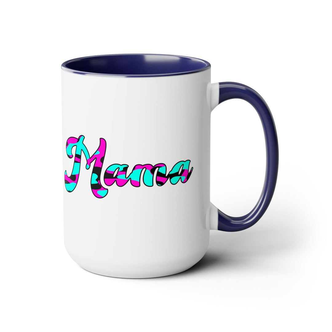 Accent Ceramic Coffee Mug 15oz - Pink White Blue Abstract Mama Pattern