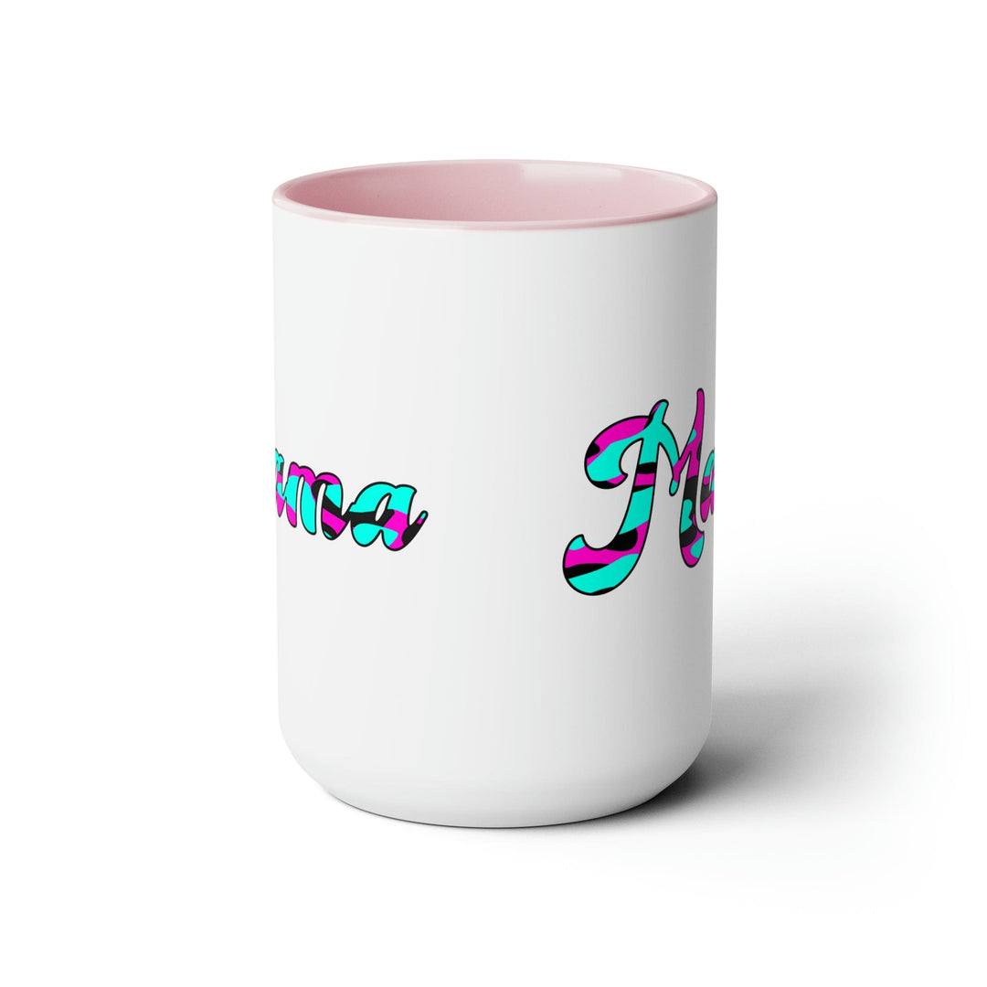 Accent Ceramic Coffee Mug 15oz - Pink White Blue Abstract Mama Pattern