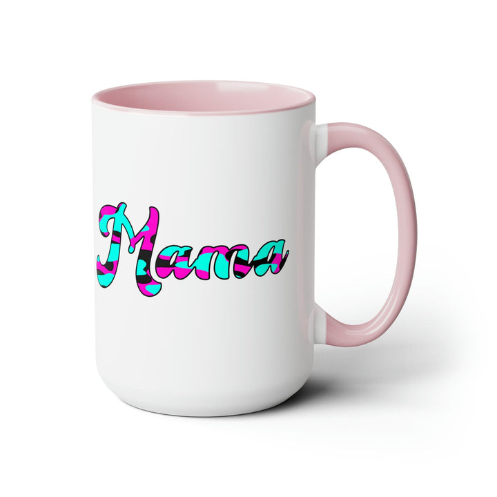 Accent Ceramic Coffee Mug 15oz - Pink White Blue Abstract Mama Pattern