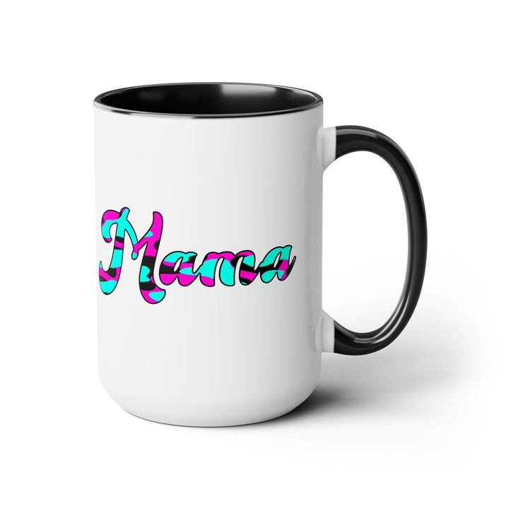 Accent Ceramic Coffee Mug 15oz - Pink White Blue Abstract Mama Pattern