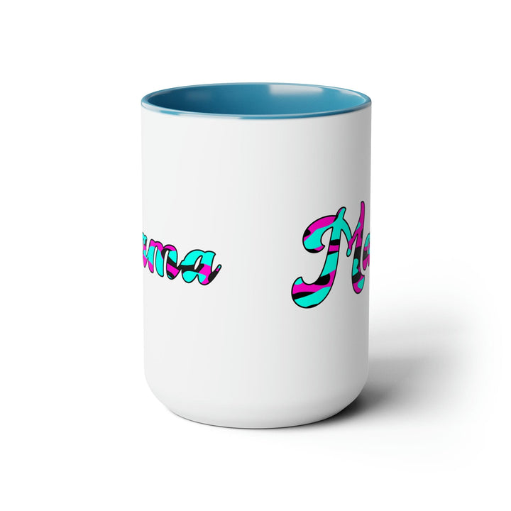 Accent Ceramic Coffee Mug 15oz - Pink White Blue Abstract Mama Pattern