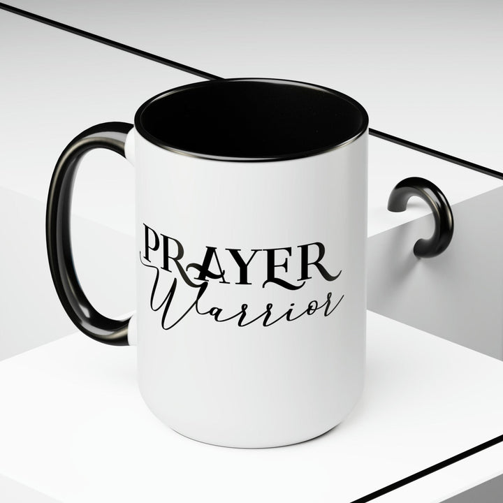 Accent Ceramic Coffee Mug 15oz - Prayer Warrior Black Illustration - Decorative