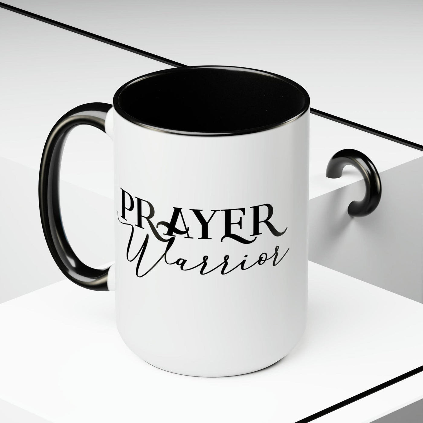 Accent Ceramic Coffee Mug 15oz - Prayer Warrior Black Illustration - Mug
