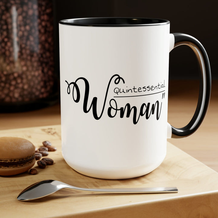 Accent Ceramic Coffee Mug 15oz - Quintessential Woman Black Illustration