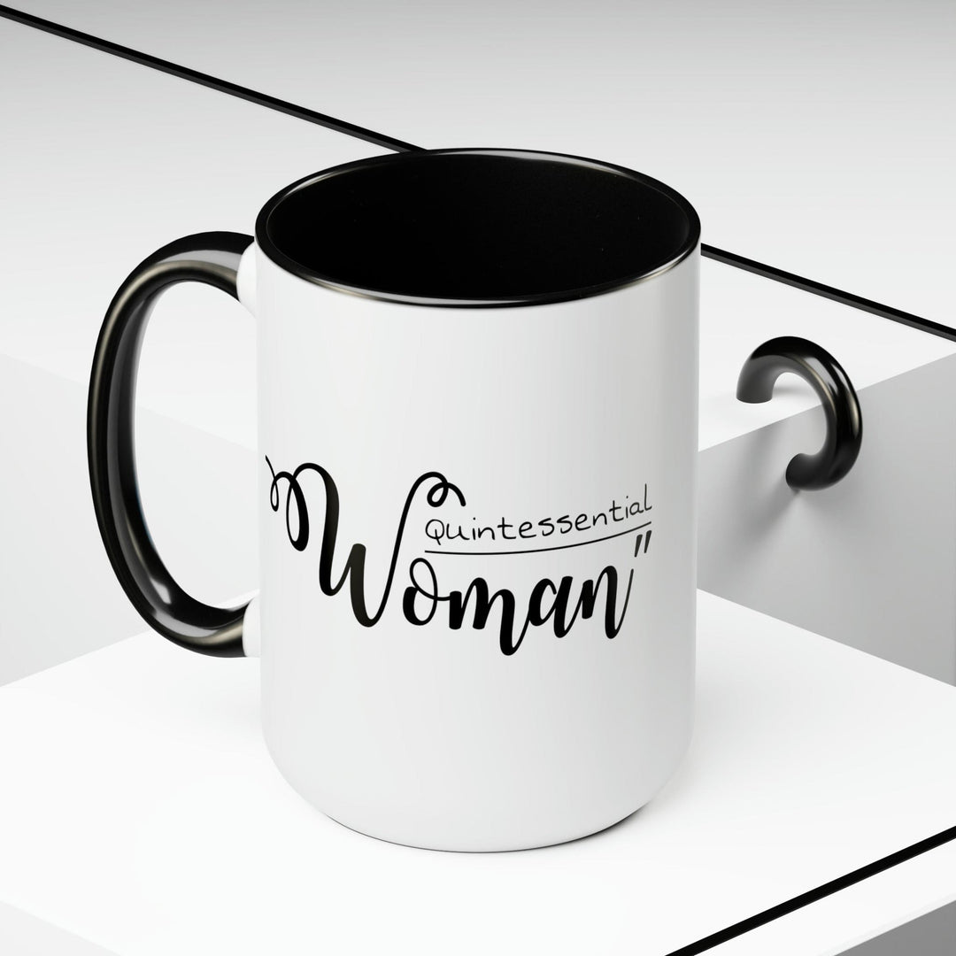 Accent Ceramic Coffee Mug 15oz - Quintessential Woman Black Illustration