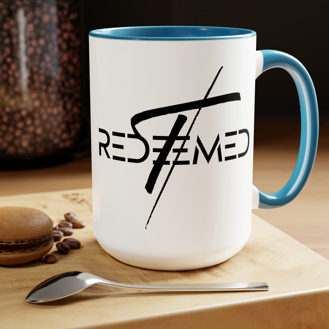 Accent Ceramic Coffee Mug 15oz - Redeemed Cross Black Illustration - Decorative