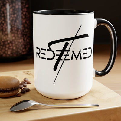 Accent Ceramic Coffee Mug 15oz - Redeemed Cross Black Illustration - Decorative
