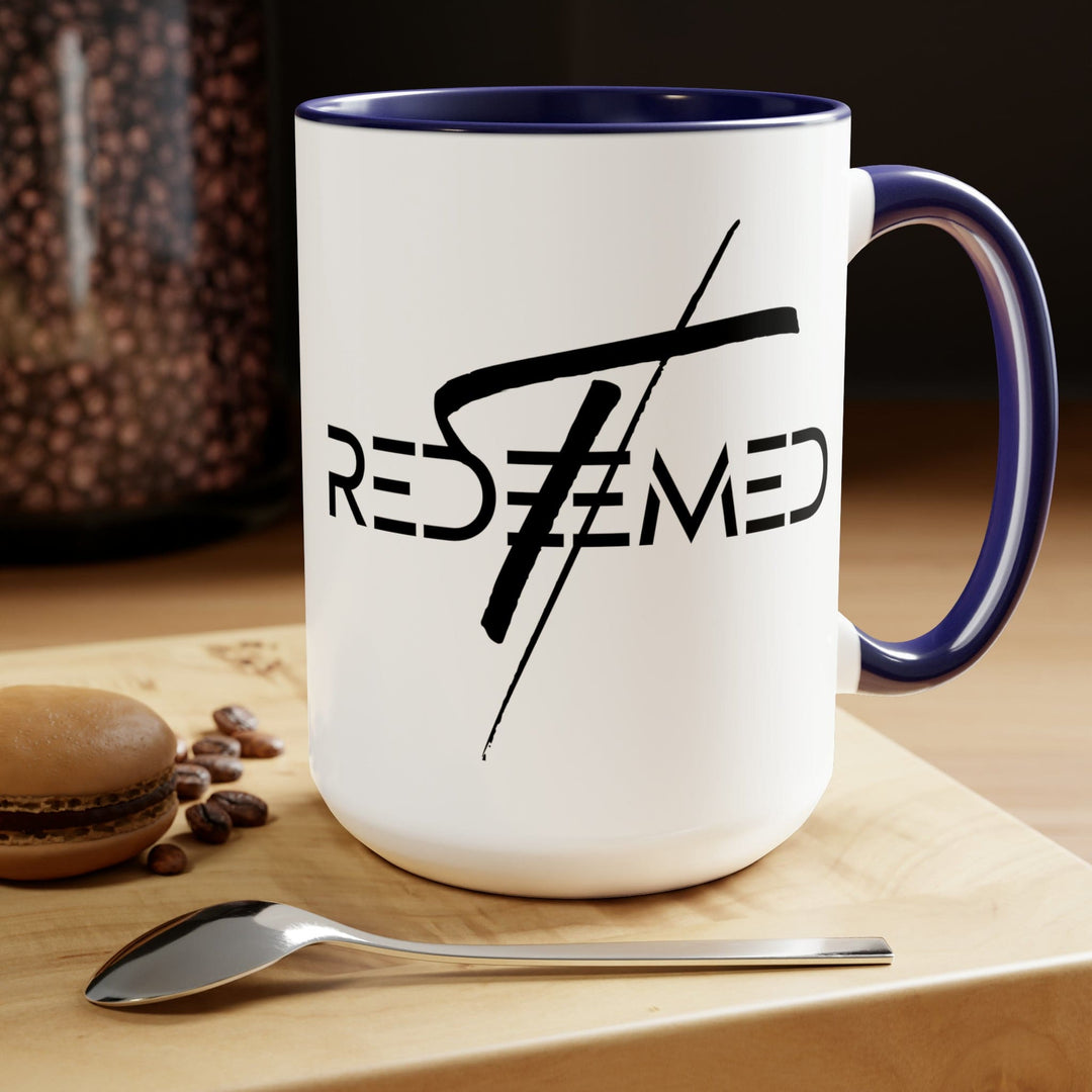 Accent Ceramic Coffee Mug 15oz - Redeemed Cross Black Illustration - Decorative