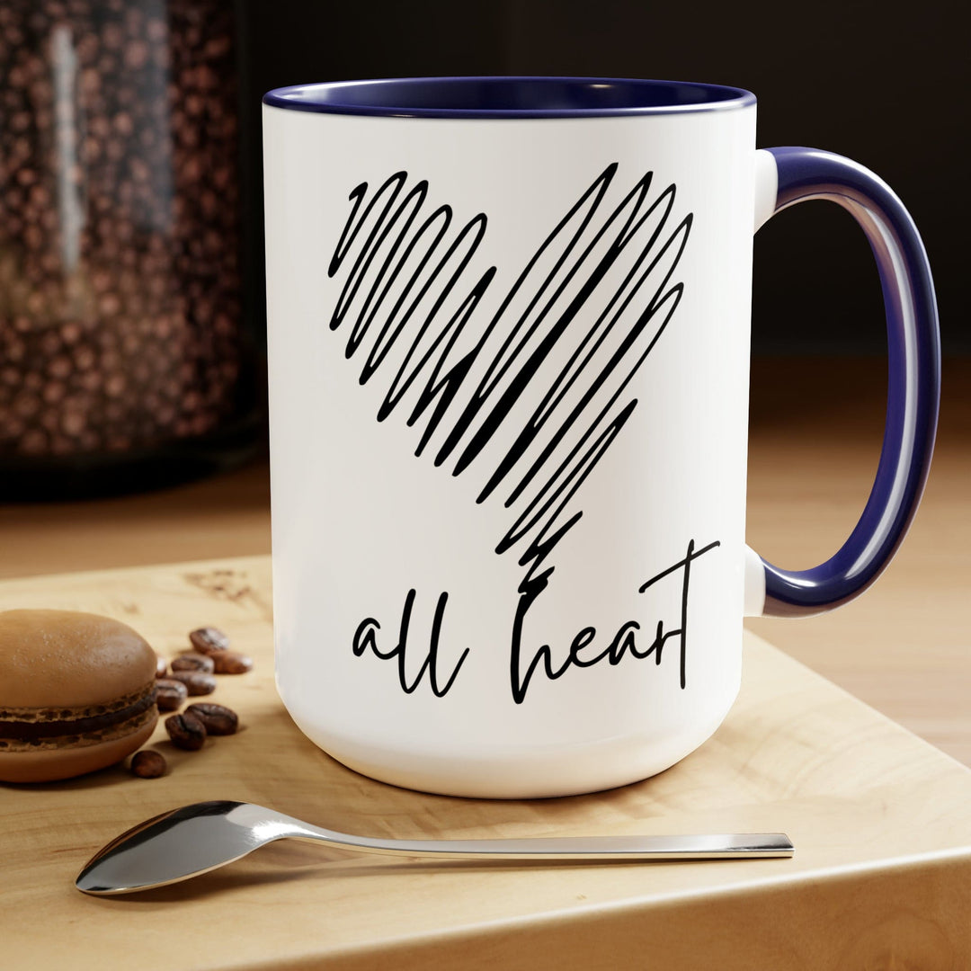 Accent Ceramic Coffee Mug 15oz - Say it Soul All Heart Black Line Art Print