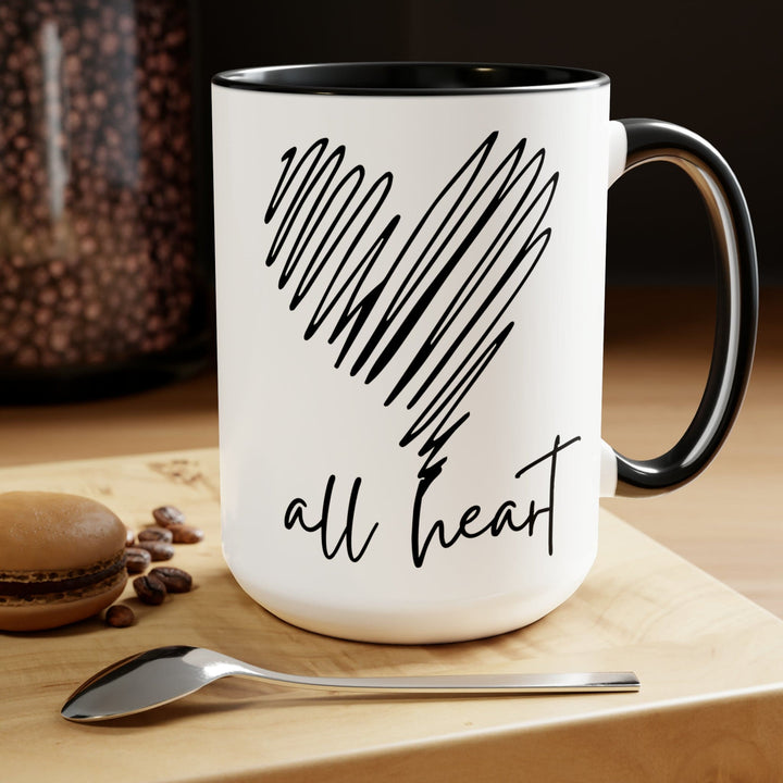 Accent Ceramic Coffee Mug 15oz - Say it Soul All Heart Black Line Art Print