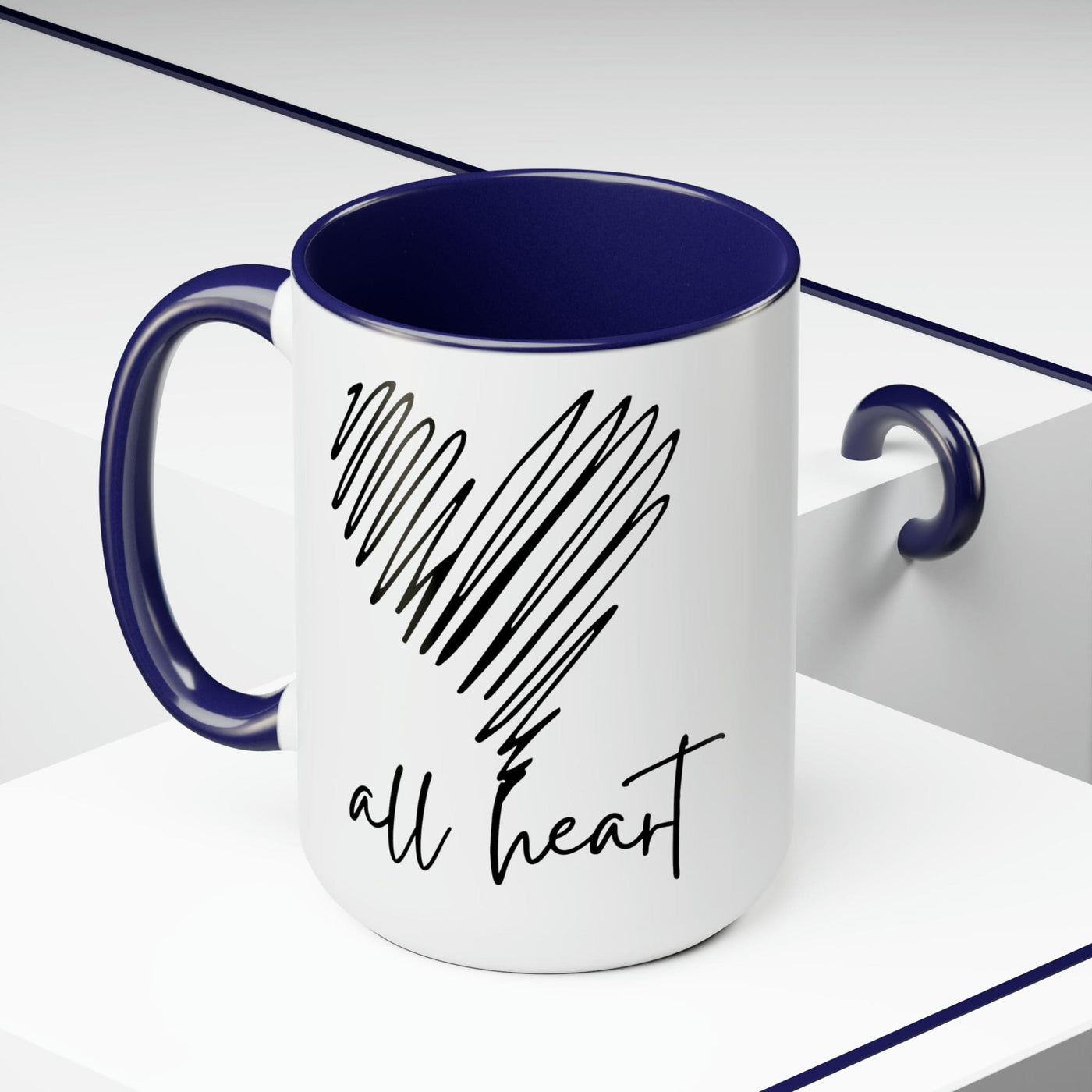 Accent Ceramic Coffee Mug 15oz - Say It Soul All Heart Black Line Art Print -