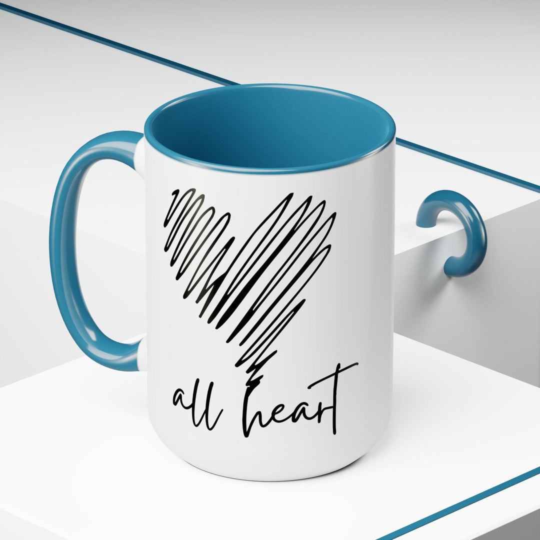 Accent Ceramic Coffee Mug 15oz - Say it Soul All Heart Black Line Art Print