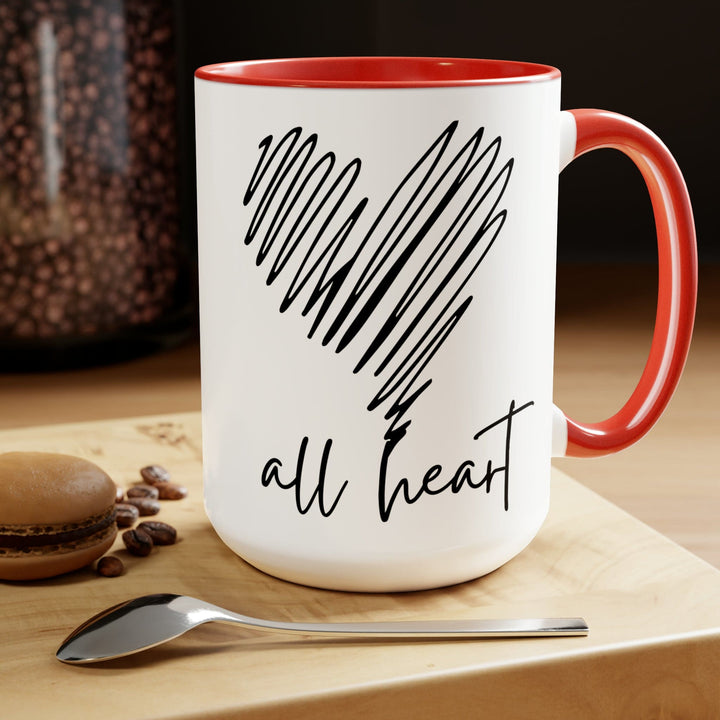 Accent Ceramic Coffee Mug 15oz - Say it Soul All Heart Black Line Art Print