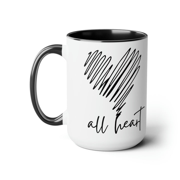 Accent Ceramic Coffee Mug 15oz - Say it Soul All Heart Black Line Art Print