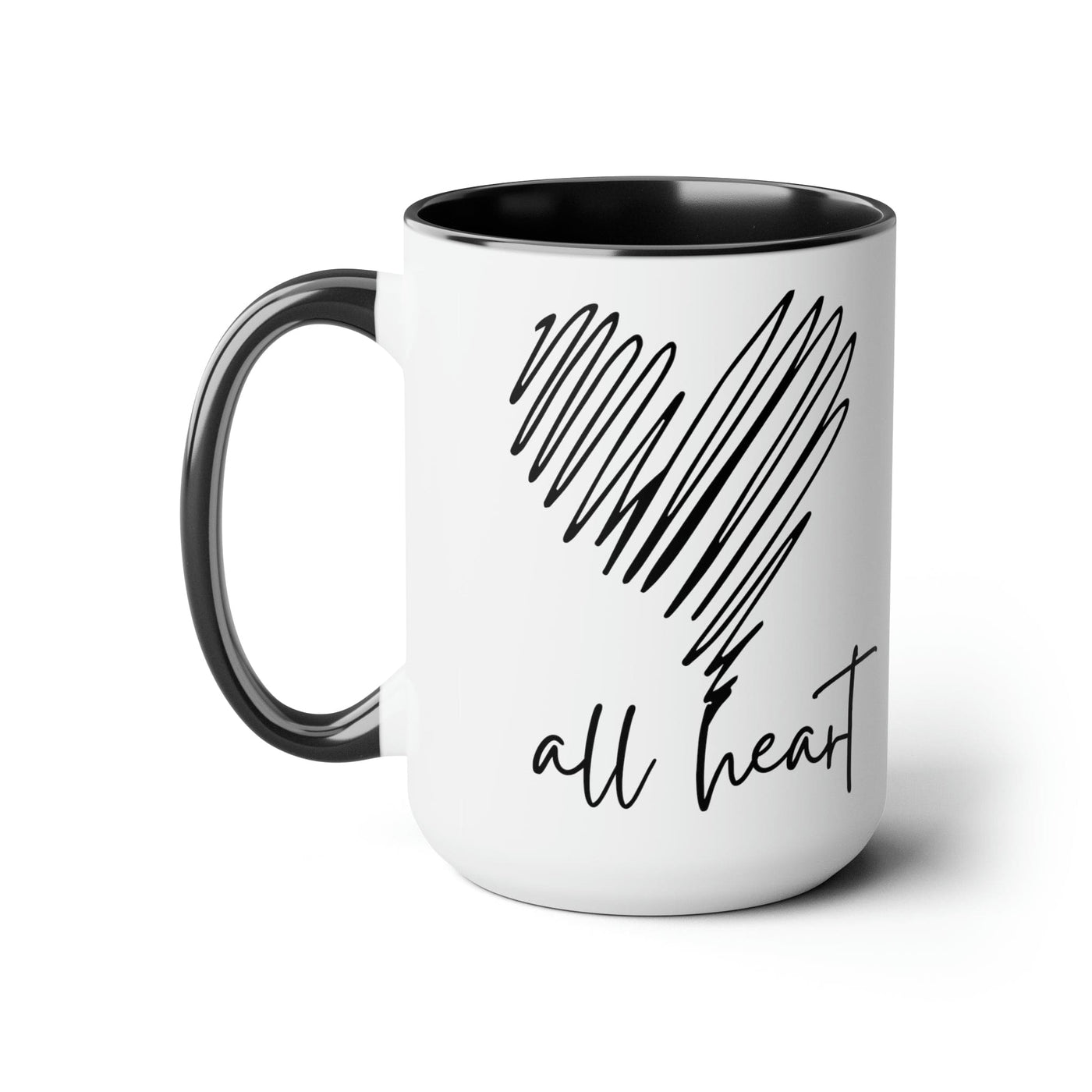 Accent Ceramic Coffee Mug 15oz - Say It Soul All Heart Black Line Art Print -