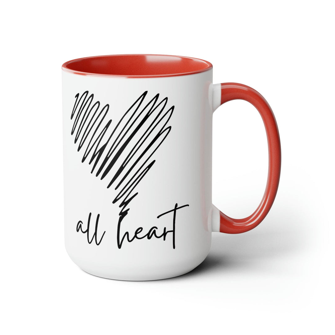 Accent Ceramic Coffee Mug 15oz - Say it Soul All Heart Black Line Art Print