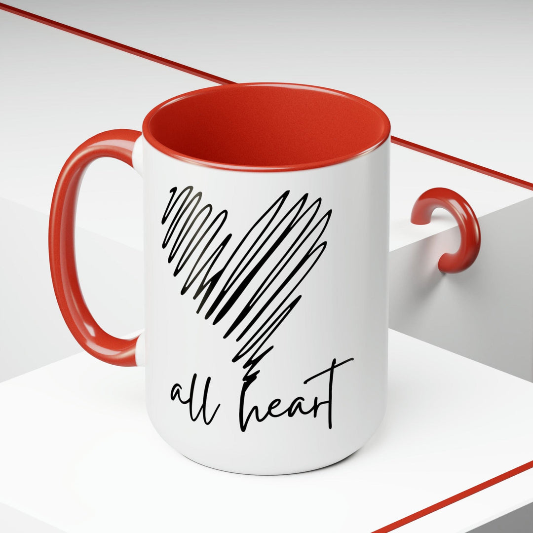 Accent Ceramic Coffee Mug 15oz - Say it Soul All Heart Black Line Art Print