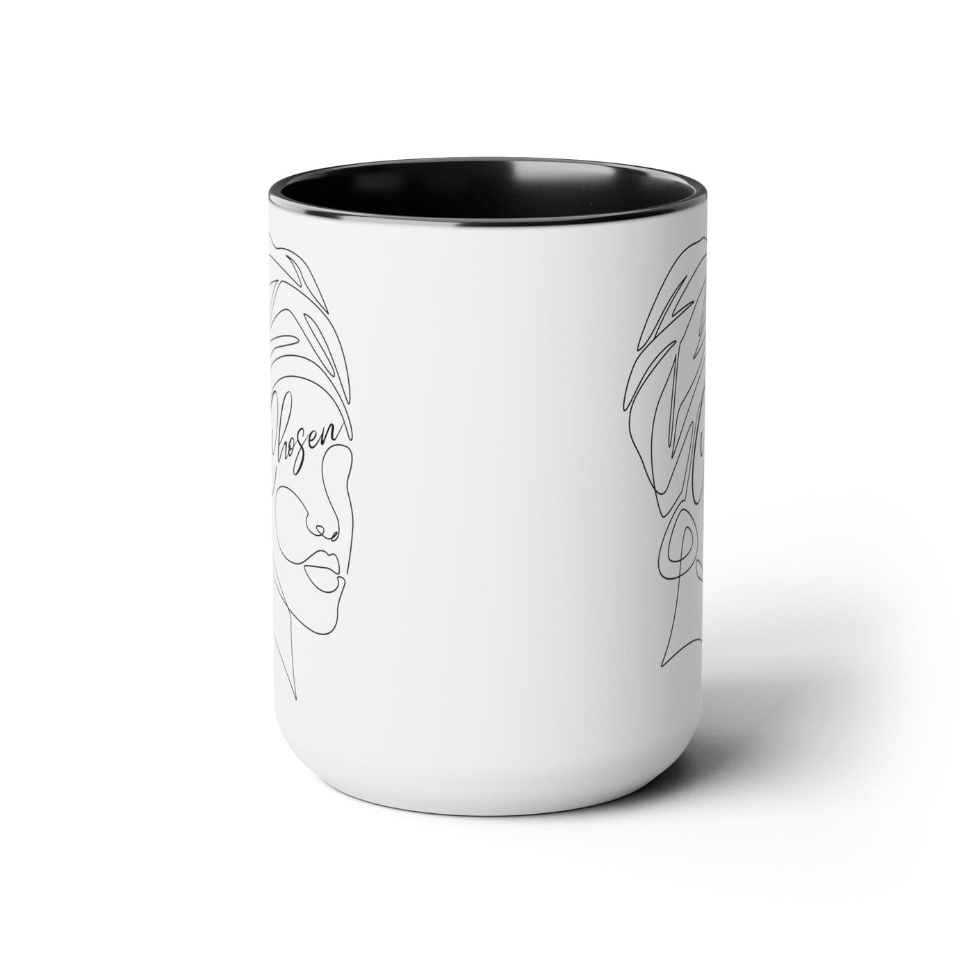 Accent Ceramic Coffee Mug 15oz - Say It Soul ’chosen’ Black Woman Line Art