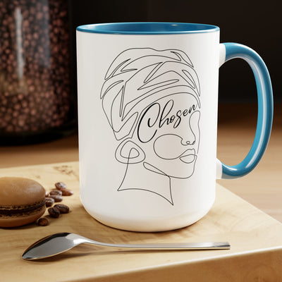 Accent Ceramic Coffee Mug 15oz - Say It Soul chosen Black Woman Line Art Self