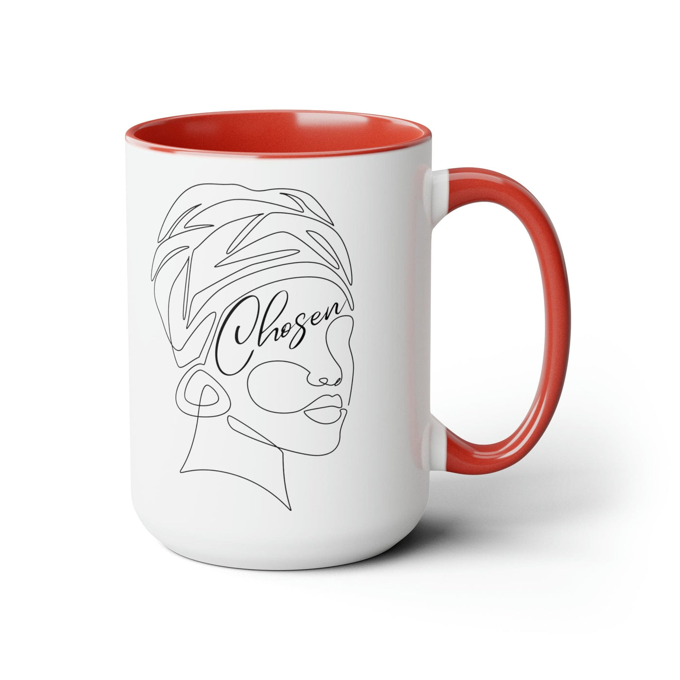Accent Ceramic Coffee Mug 15oz - Say It Soul ’chosen’ Black Woman Line Art