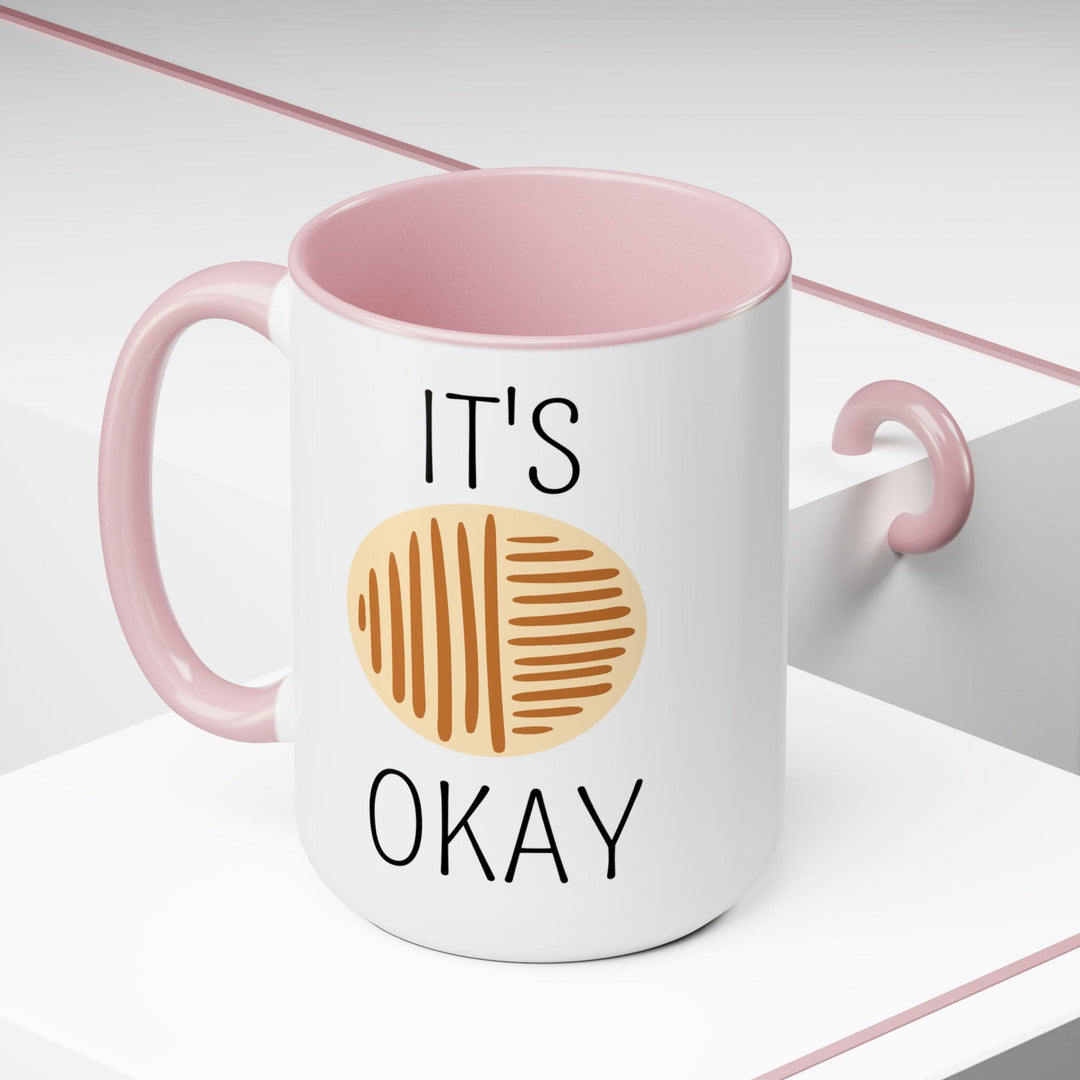 Accent Ceramic Coffee Mug 15oz - Say it Soul its Okay Black and Brown Line Art