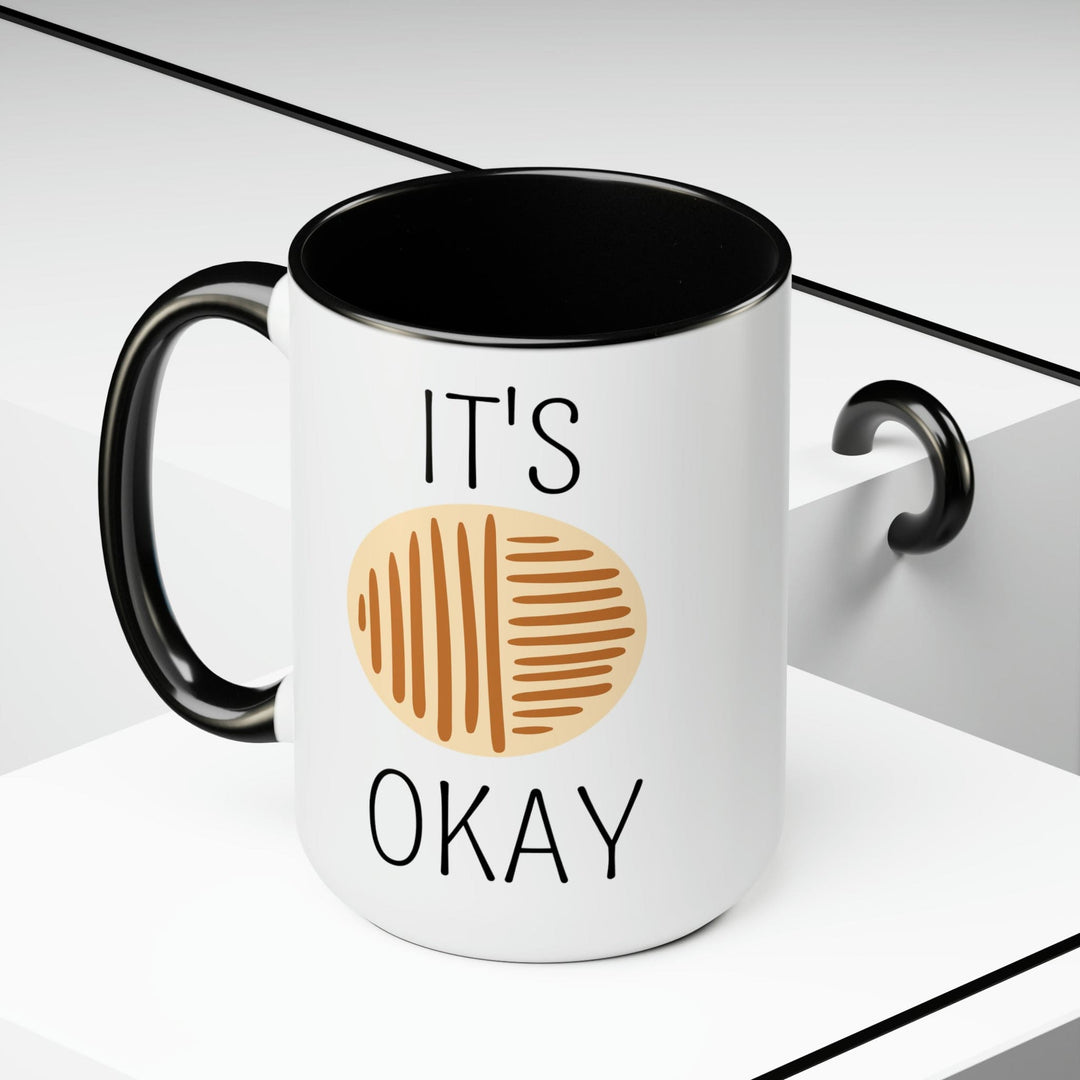 Accent Ceramic Coffee Mug 15oz - Say it Soul its Okay Black and Brown Line Art