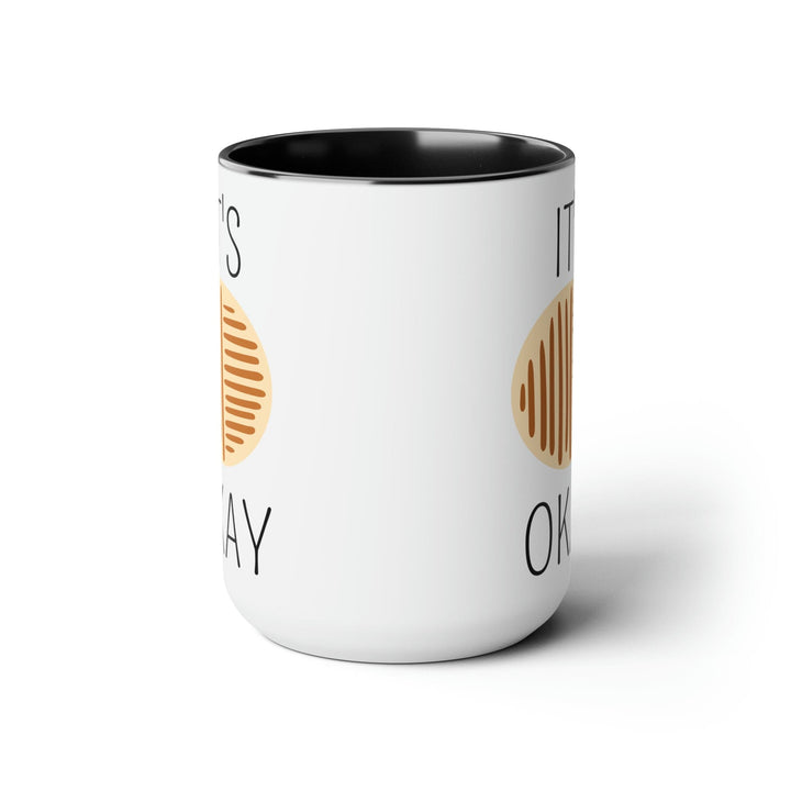 Accent Ceramic Coffee Mug 15oz - Say it Soul its Okay Black and Brown Line Art