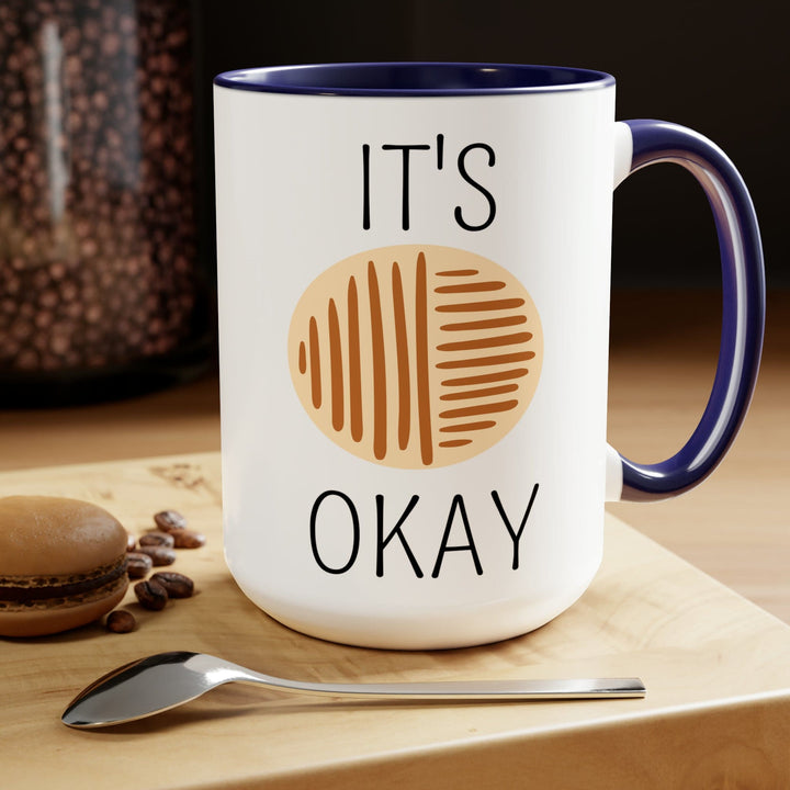 Accent Ceramic Coffee Mug 15oz - Say it Soul its Okay Black and Brown Line Art