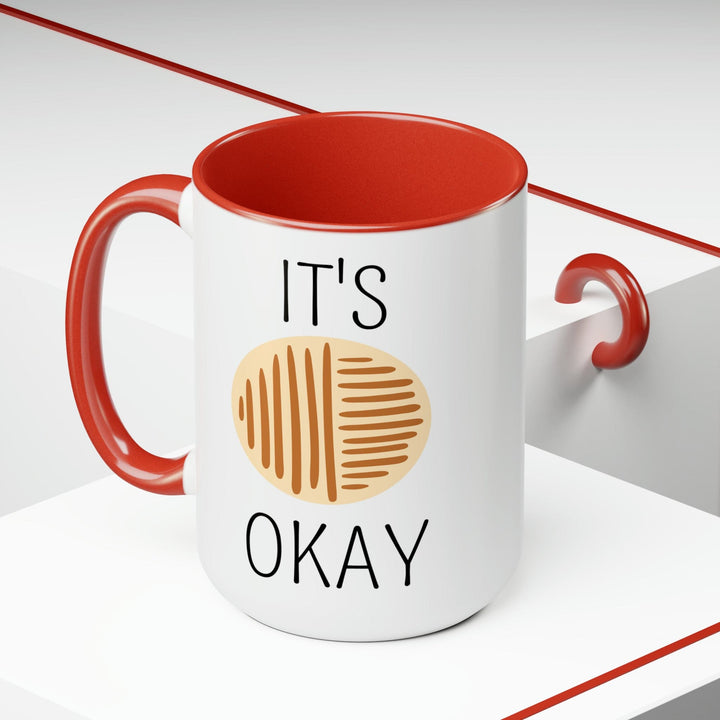 Accent Ceramic Coffee Mug 15oz - Say it Soul its Okay Black and Brown Line Art