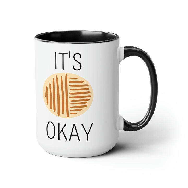 Accent Ceramic Coffee Mug 15oz - Say it Soul its Okay Black and Brown Line Art