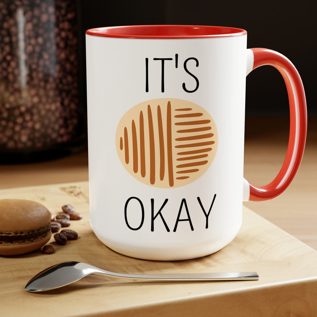 Accent Ceramic Coffee Mug 15oz - Say it Soul its Okay Black and Brown Line Art