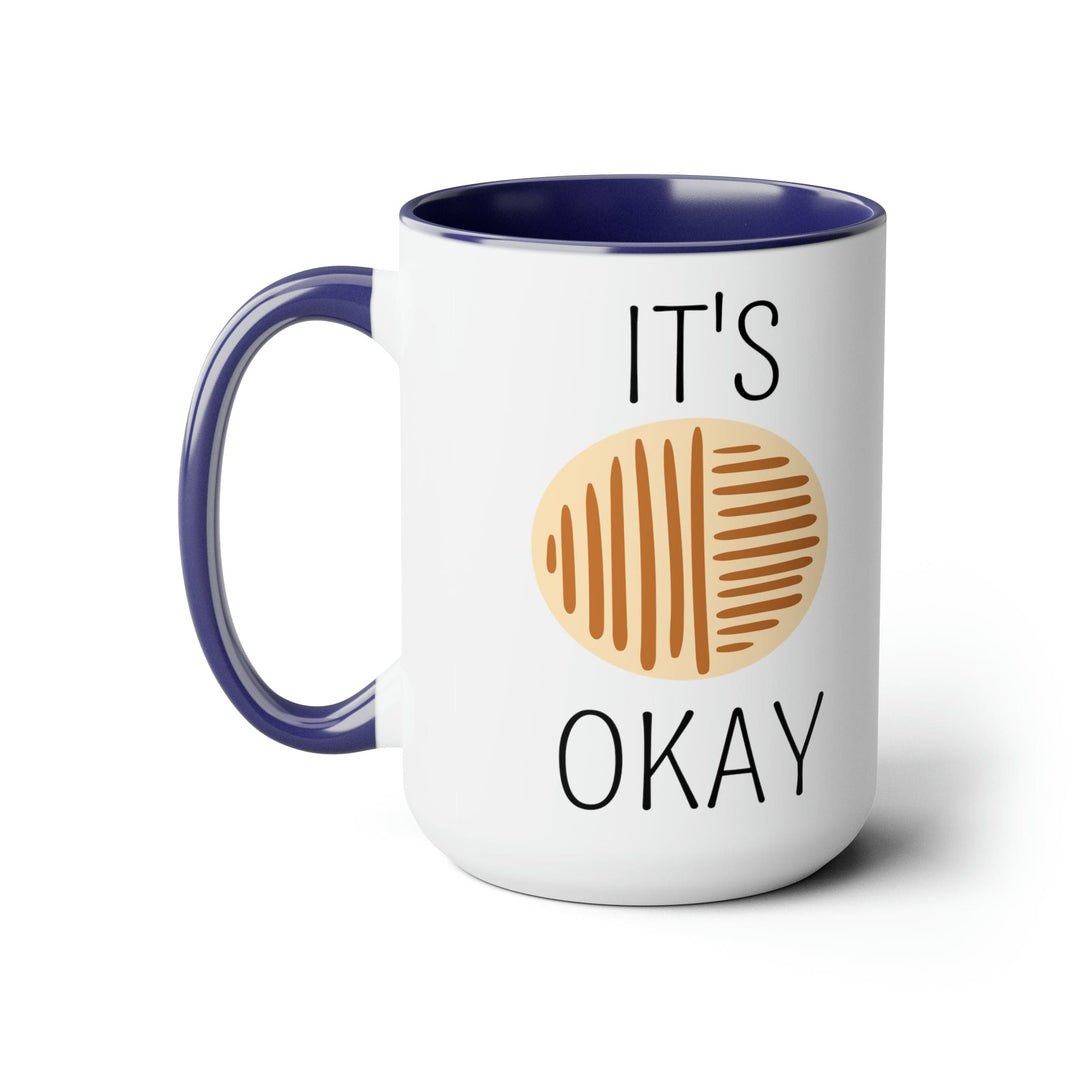 Accent Ceramic Coffee Mug 15oz - Say it Soul its Okay Black and Brown Line Art