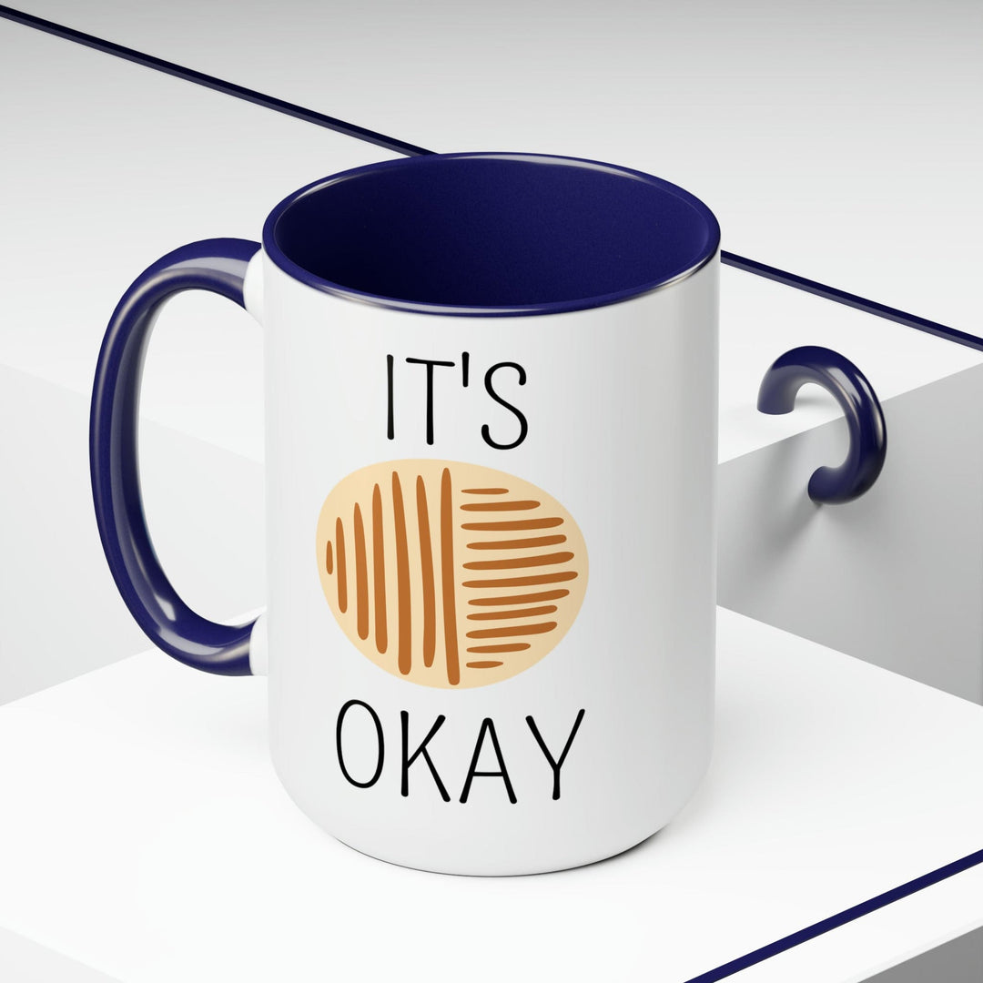 Accent Ceramic Coffee Mug 15oz - Say it Soul its Okay Black and Brown Line Art