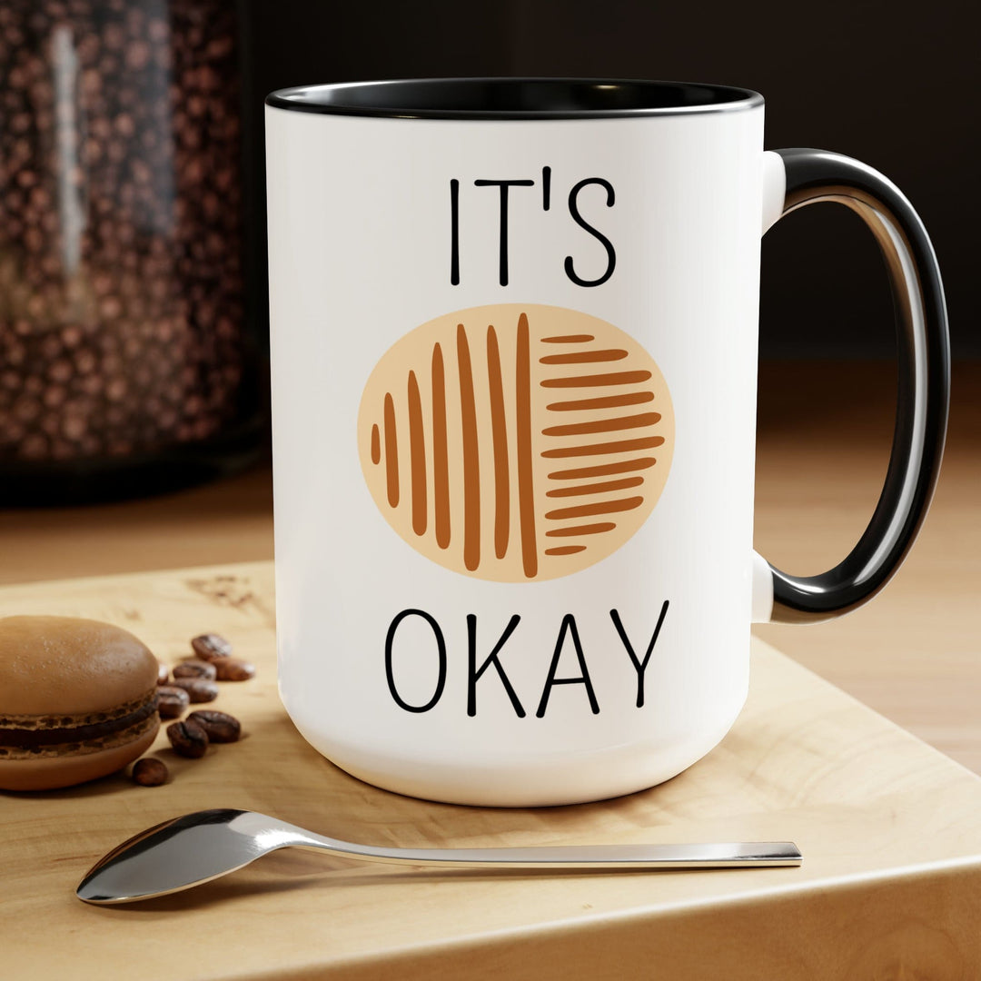 Accent Ceramic Coffee Mug 15oz - Say it Soul its Okay Black and Brown Line Art