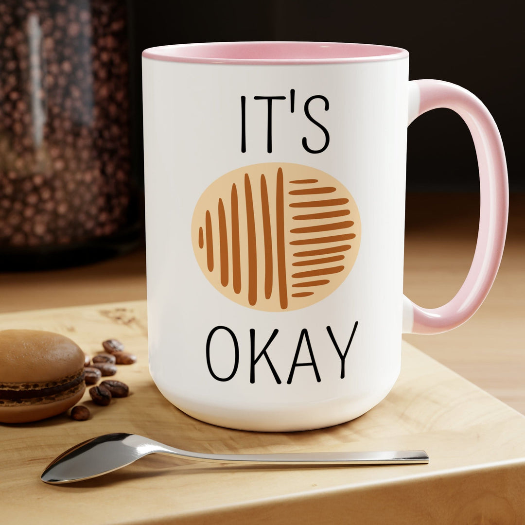 Accent Ceramic Coffee Mug 15oz - Say it Soul its Okay Black and Brown Line Art