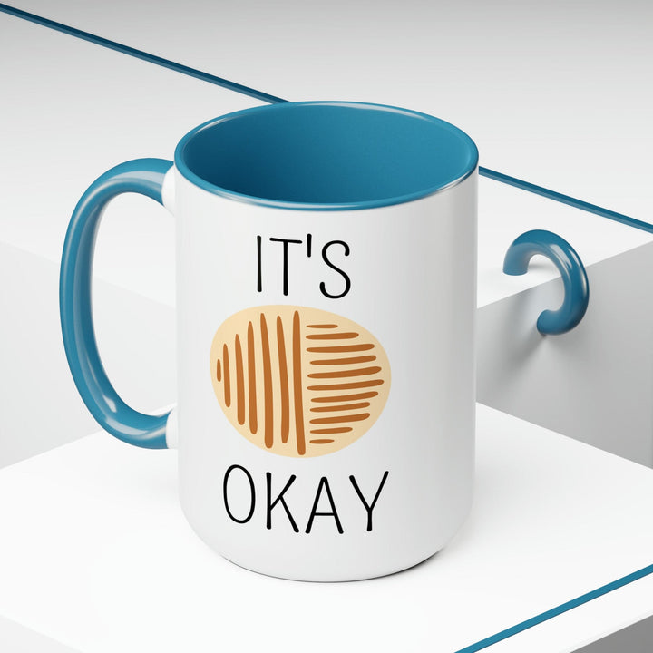 Accent Ceramic Coffee Mug 15oz - Say it Soul its Okay Black and Brown Line Art