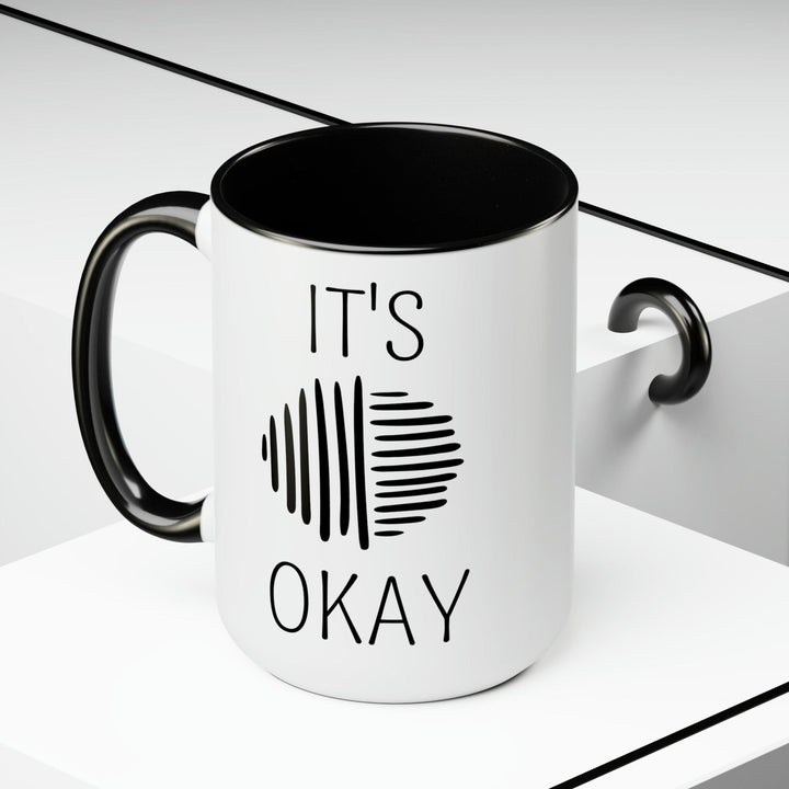 Accent Ceramic Coffee Mug 15oz - Say it Soul its Okay Black Line Art Positive