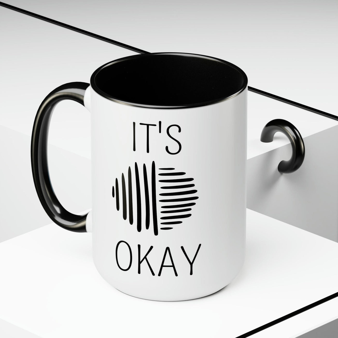 Accent Ceramic Coffee Mug 15oz - Say It Soul Its Okay Black Line Art Positive